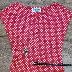 Barely Worn- DIANE VON FURSTENBERG - Red w/white Diamond print midi dress- Sz 6